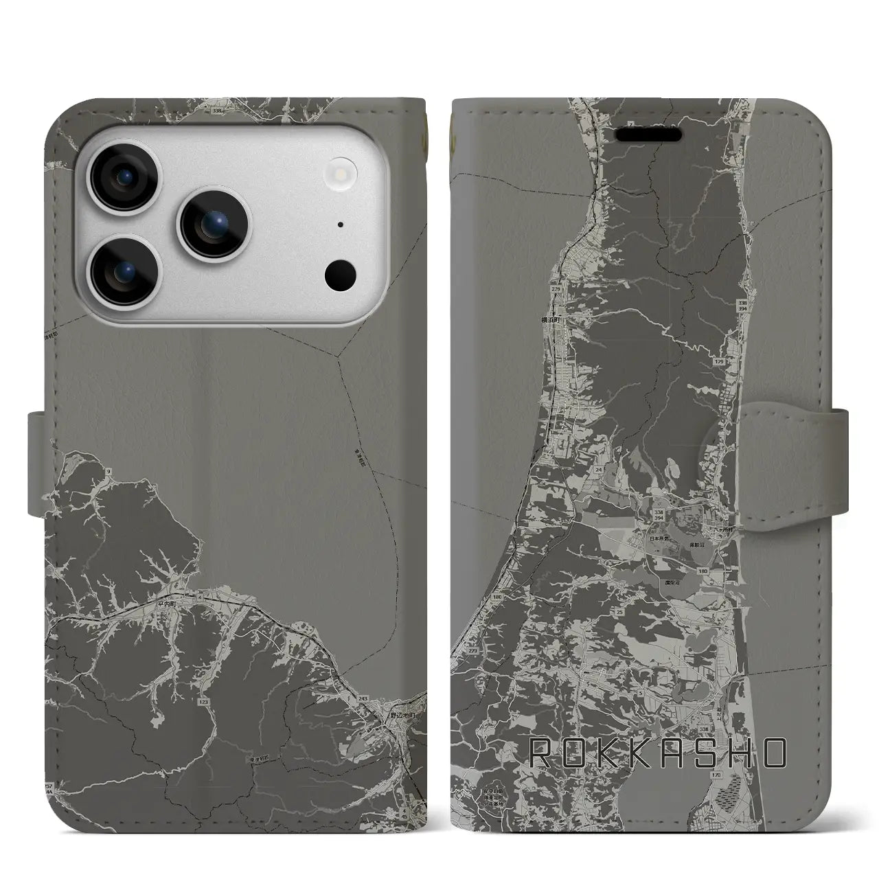 【六ヶ所(青森県)】地図柄iPhoneケース(手帳タイプ)