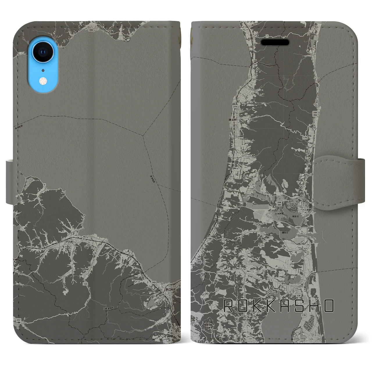 【六ヶ所(青森県)】地図柄iPhoneケース(手帳タイプ)
