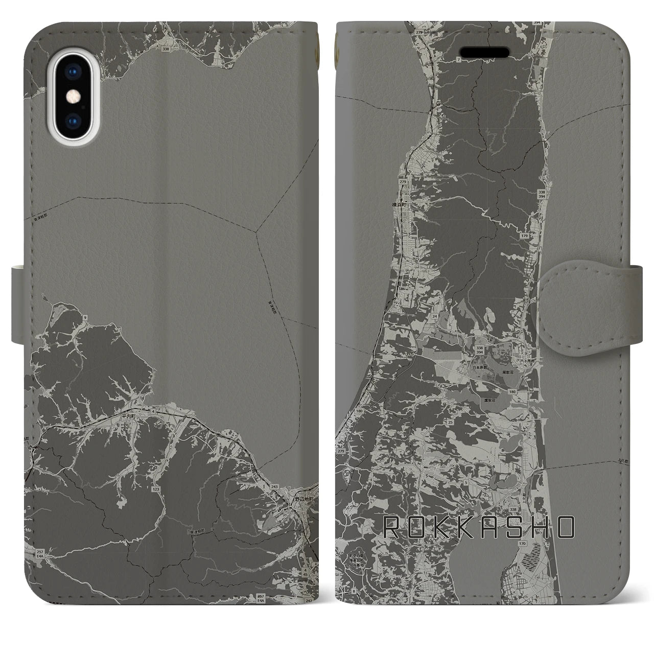 【六ヶ所(青森県)】地図柄iPhoneケース(手帳タイプ)