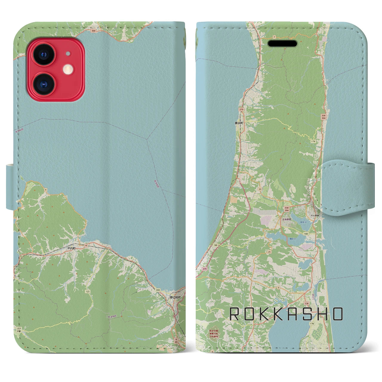 【六ヶ所(青森県)】地図柄iPhoneケース(手帳タイプ)