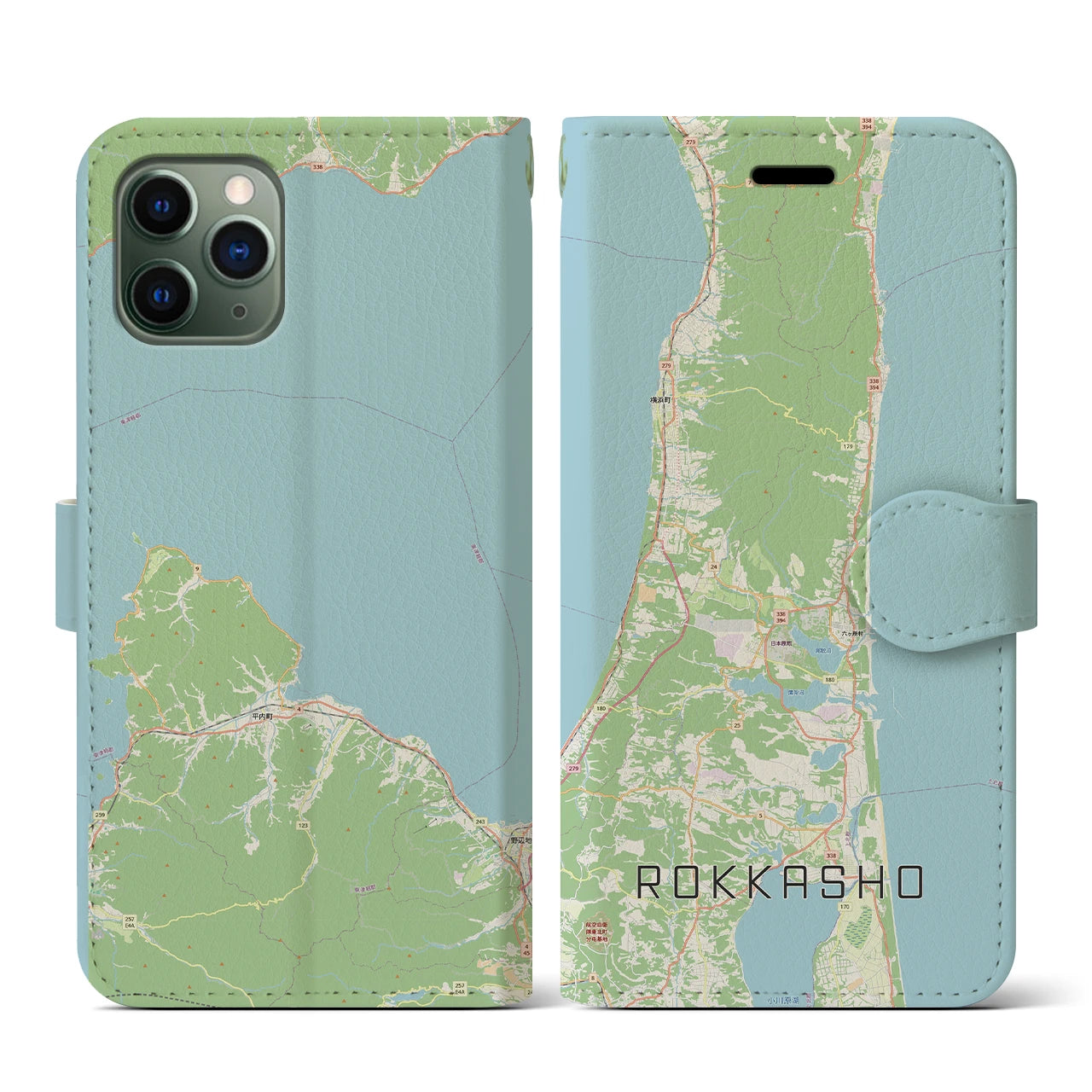 【六ヶ所(青森県)】地図柄iPhoneケース(手帳タイプ)