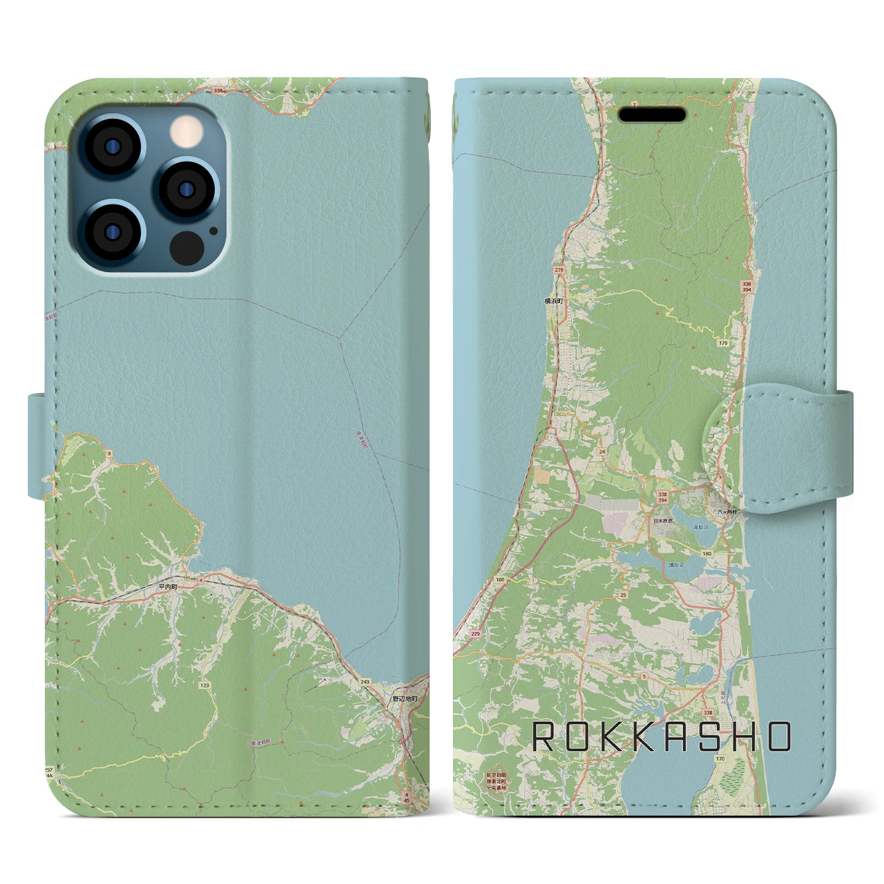 【六ヶ所(青森県)】地図柄iPhoneケース(手帳タイプ)