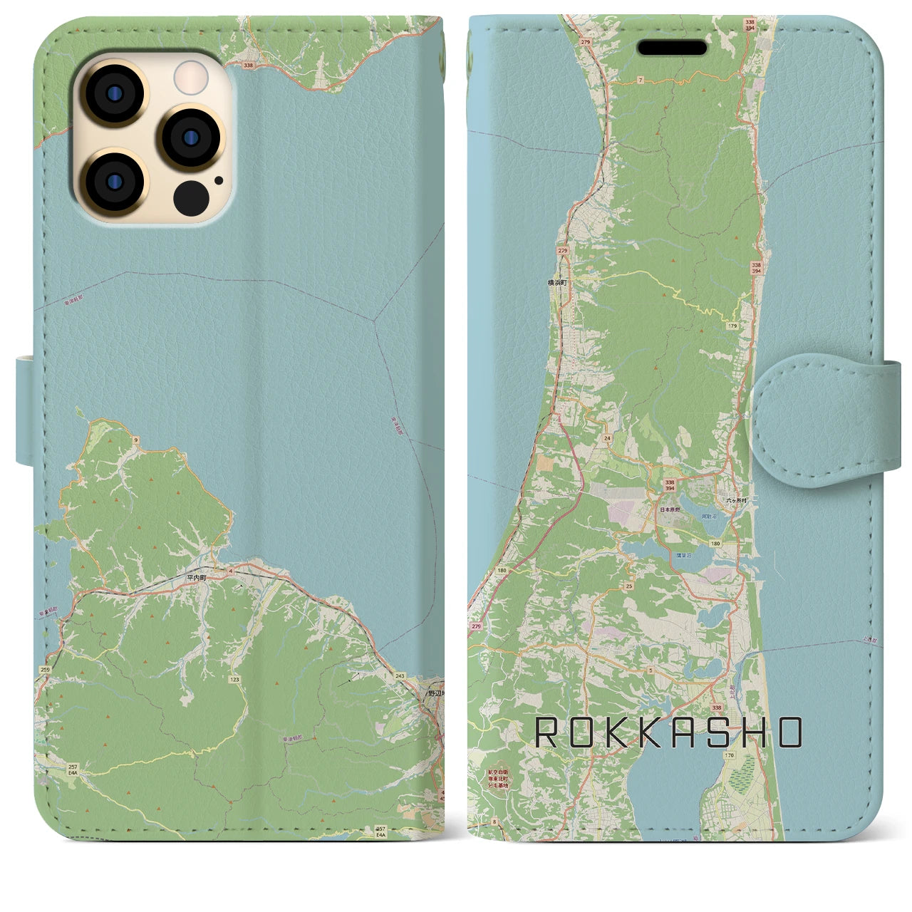 【六ヶ所(青森県)】地図柄iPhoneケース(手帳タイプ)