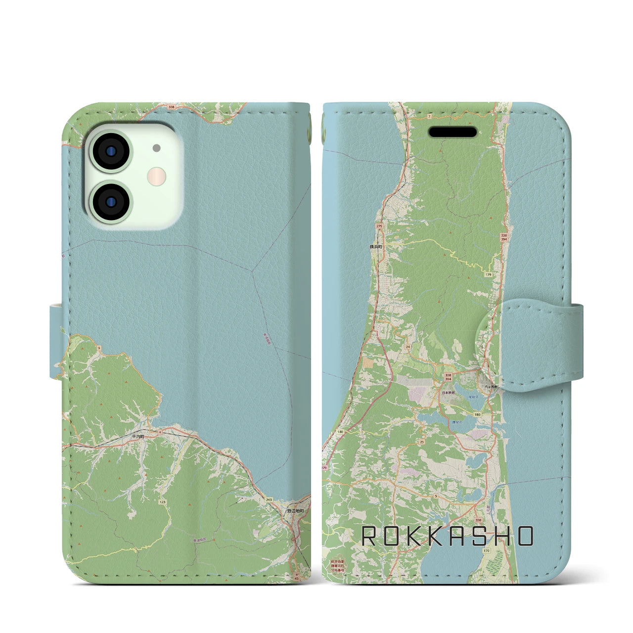 【六ヶ所(青森県)】地図柄iPhoneケース(手帳タイプ)