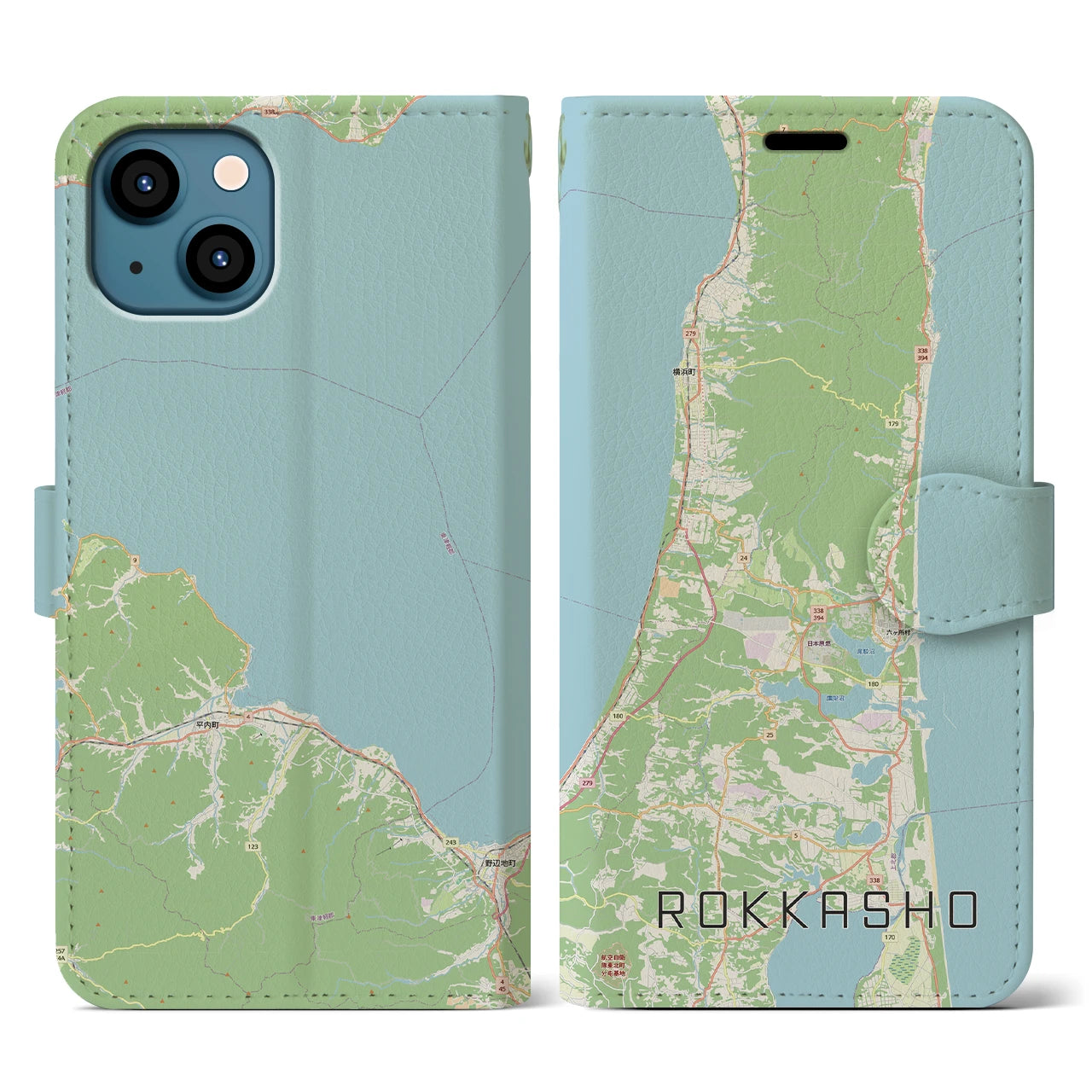 【六ヶ所(青森県)】地図柄iPhoneケース(手帳タイプ)