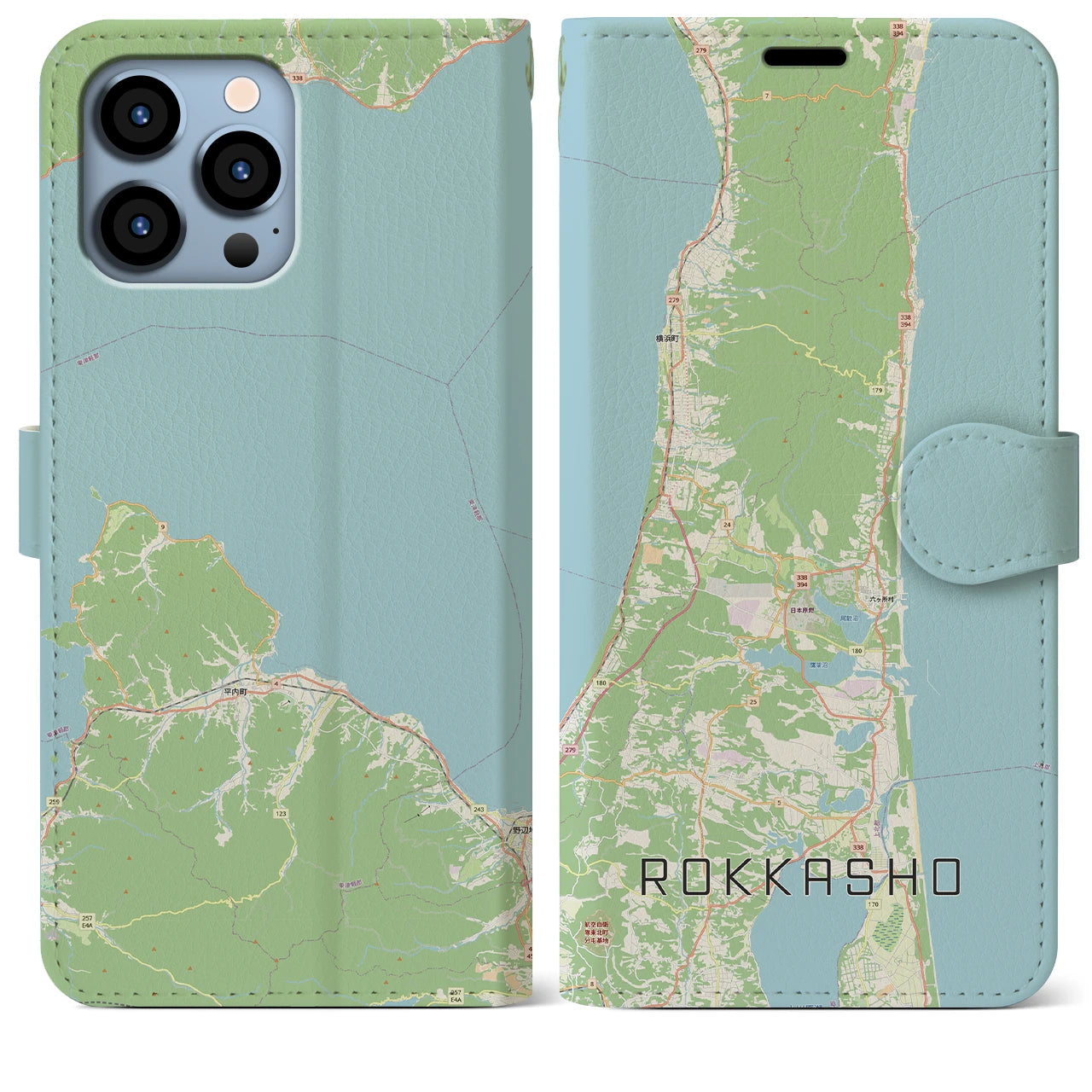 【六ヶ所(青森県)】地図柄iPhoneケース(手帳タイプ)