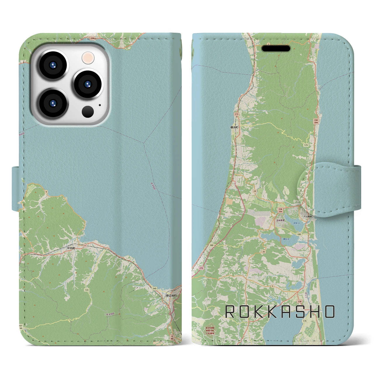 【六ヶ所(青森県)】地図柄iPhoneケース(手帳タイプ)