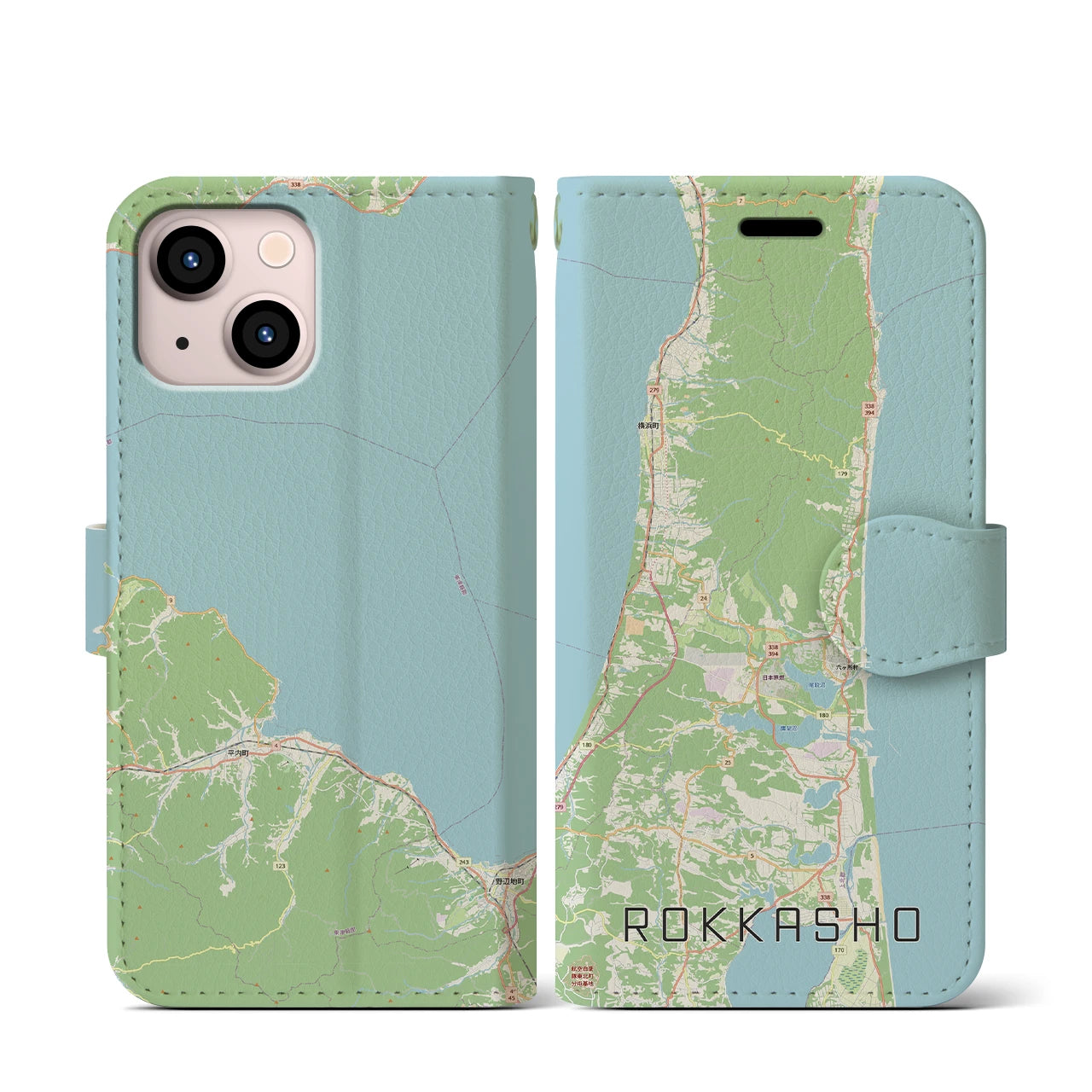 【六ヶ所(青森県)】地図柄iPhoneケース(手帳タイプ)