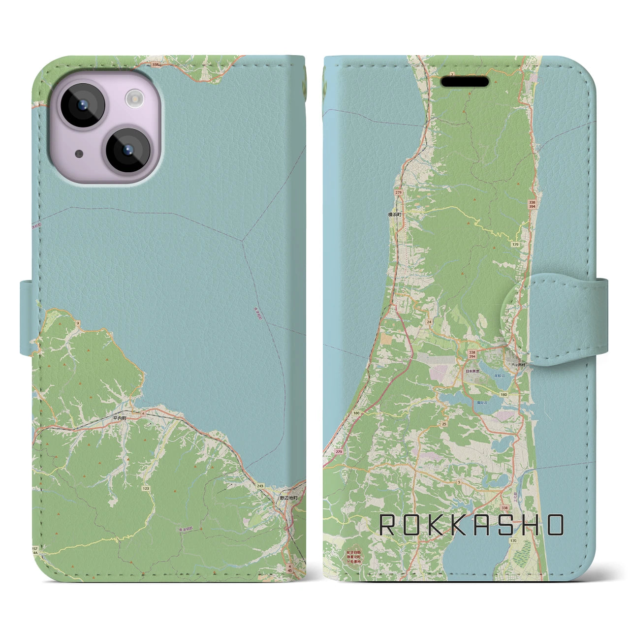 【六ヶ所(青森県)】地図柄iPhoneケース(手帳タイプ)
