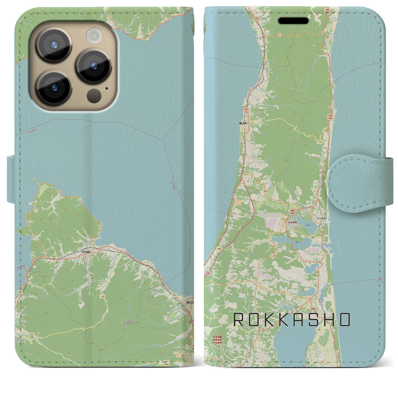 【六ヶ所(青森県)】地図柄iPhoneケース(手帳タイプ)