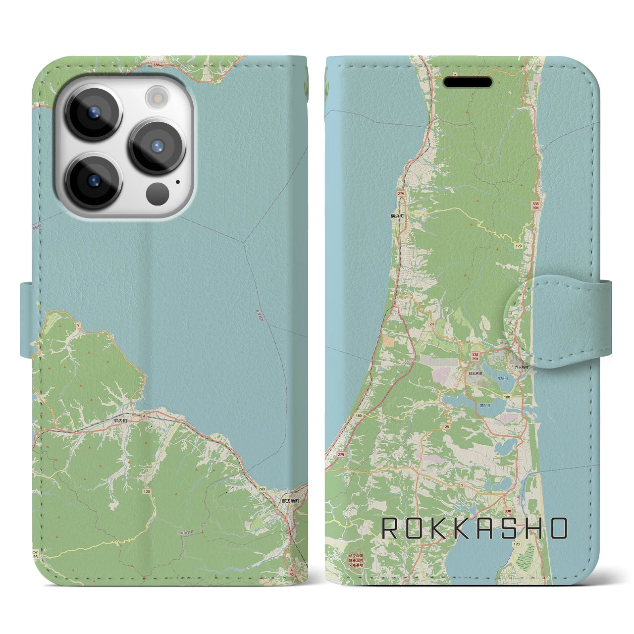 【六ヶ所(青森県)】地図柄iPhoneケース(手帳タイプ)
