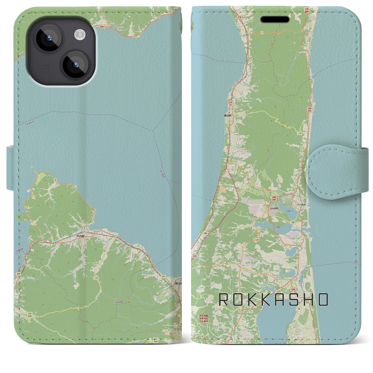 【六ヶ所(青森県)】地図柄iPhoneケース(手帳タイプ)