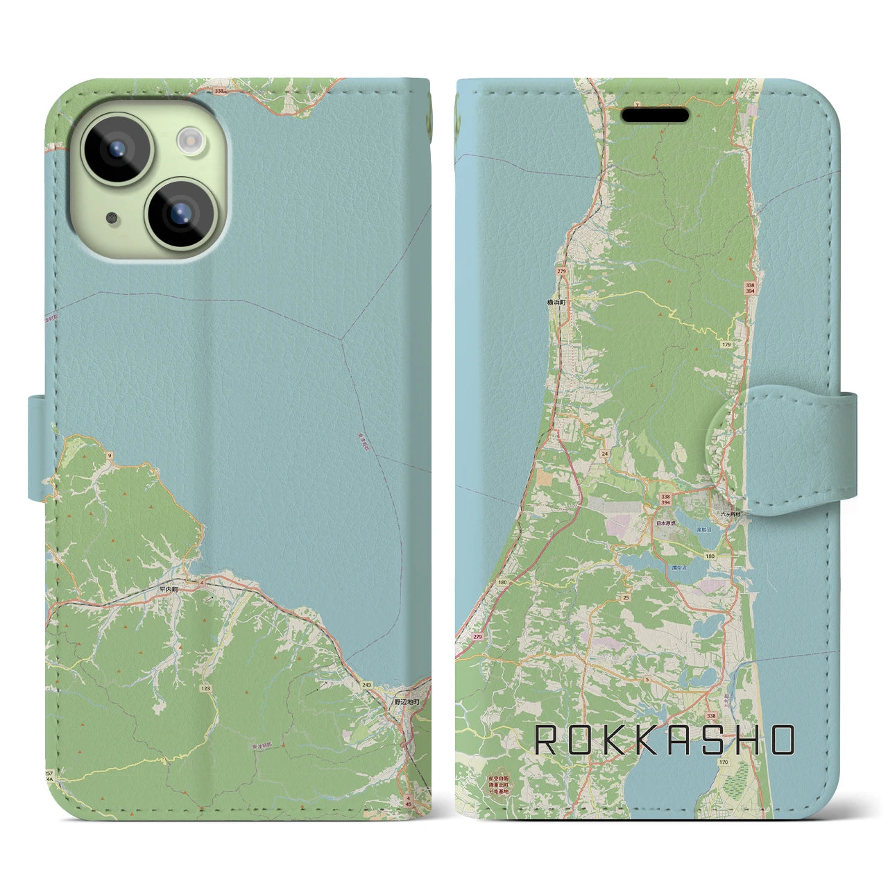 【六ヶ所(青森県)】地図柄iPhoneケース(手帳タイプ)