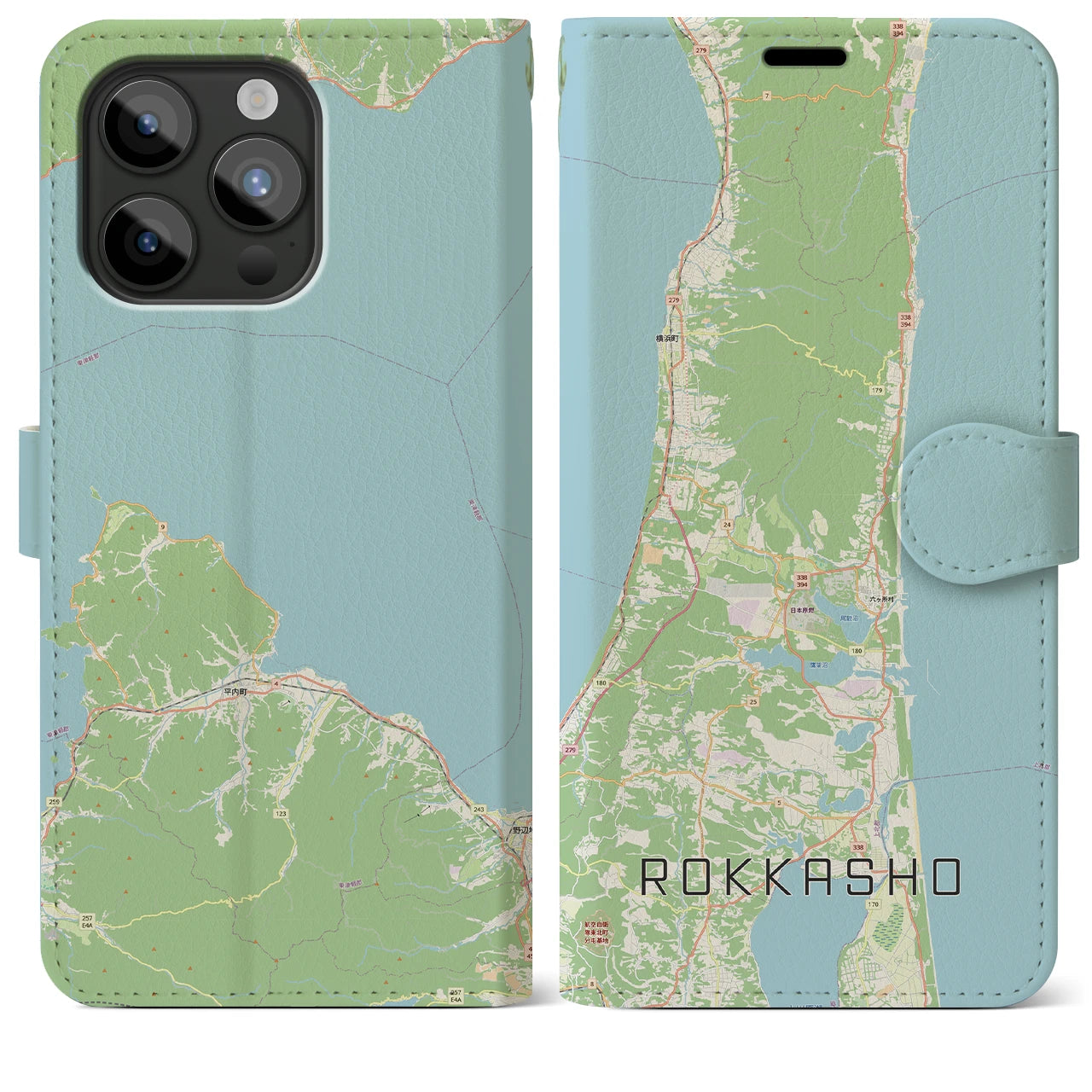 【六ヶ所(青森県)】地図柄iPhoneケース(手帳タイプ)