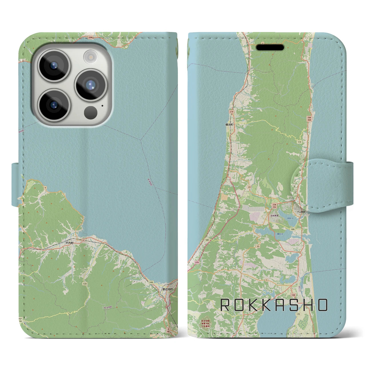 【六ヶ所(青森県)】地図柄iPhoneケース(手帳タイプ)