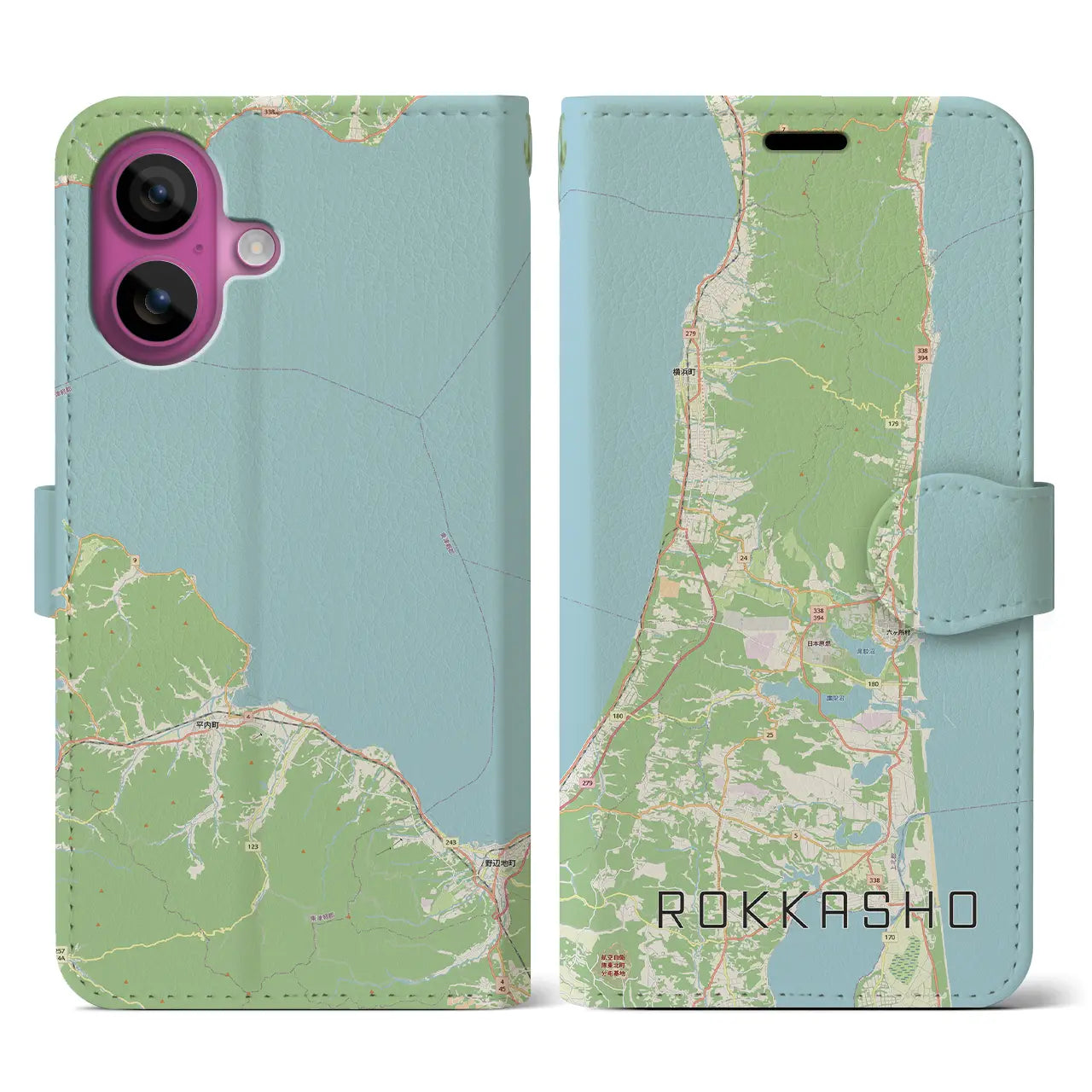 【六ヶ所(青森県)】地図柄iPhoneケース(手帳タイプ)