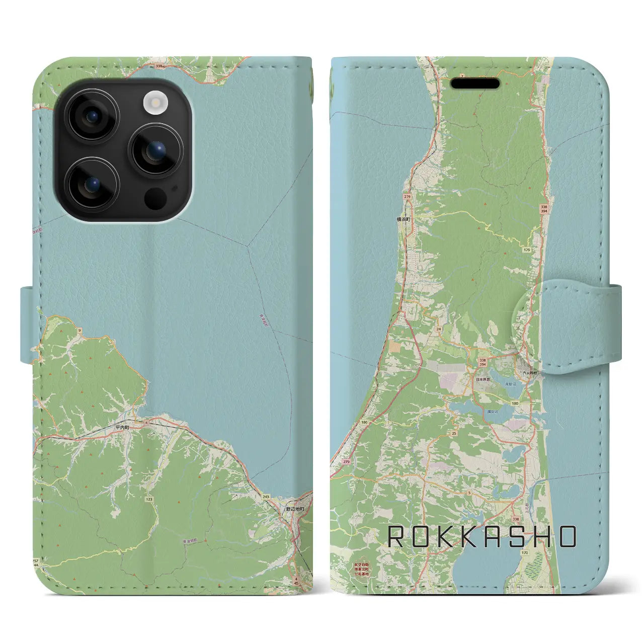 【六ヶ所(青森県)】地図柄iPhoneケース(手帳タイプ)