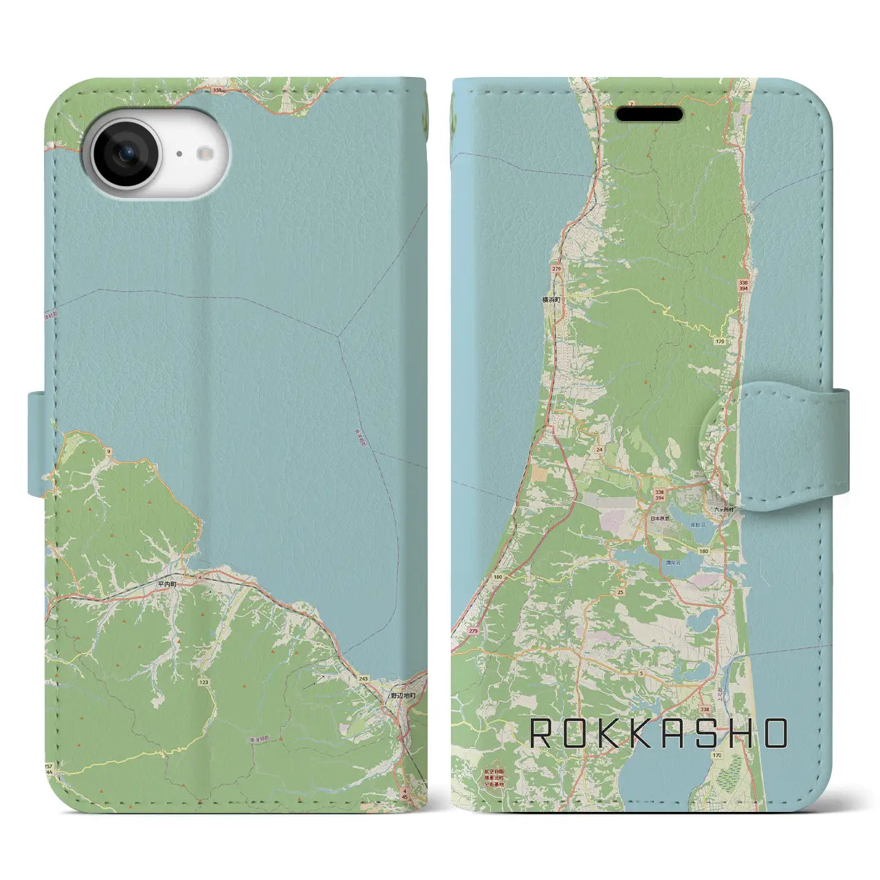 【六ヶ所(青森県)】地図柄iPhoneケース(手帳タイプ)