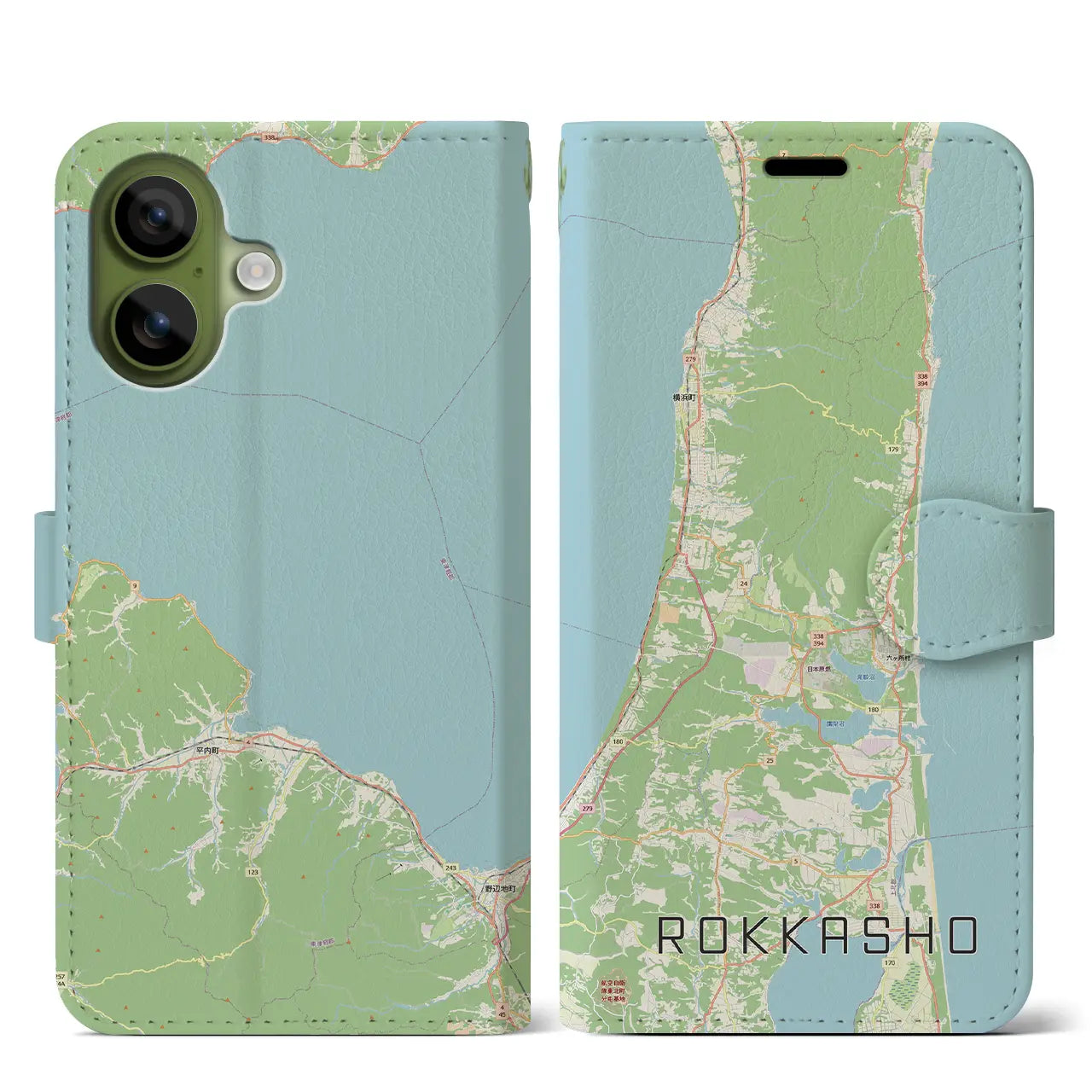 【六ヶ所(青森県)】地図柄iPhoneケース(手帳タイプ)