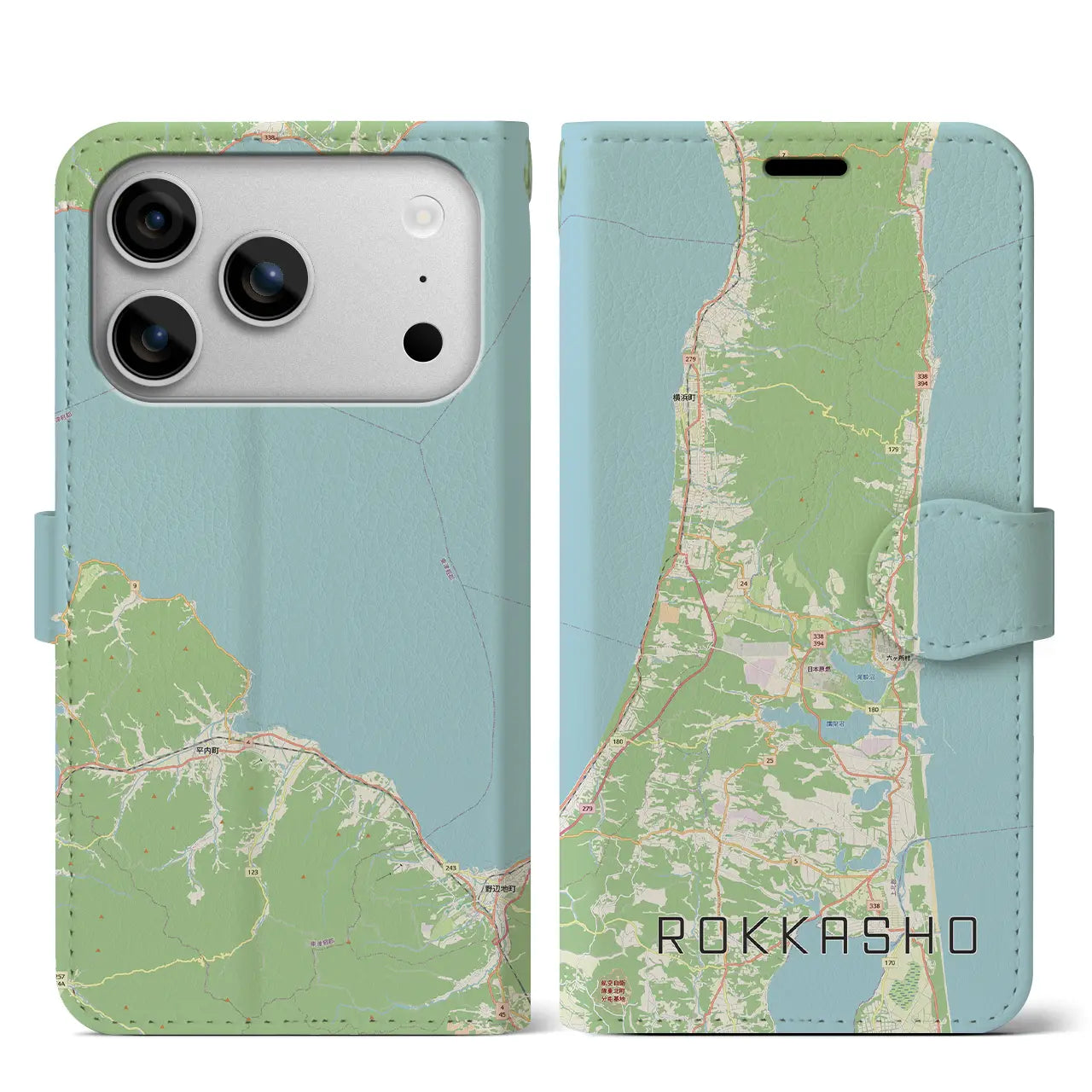 【六ヶ所(青森県)】地図柄iPhoneケース(手帳タイプ)