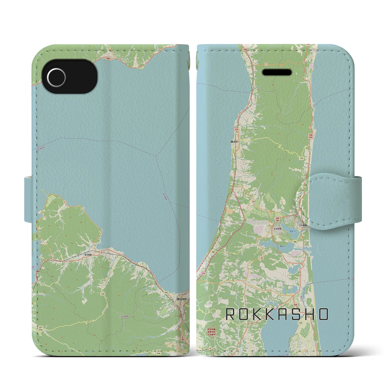 【六ヶ所(青森県)】地図柄iPhoneケース(手帳タイプ)