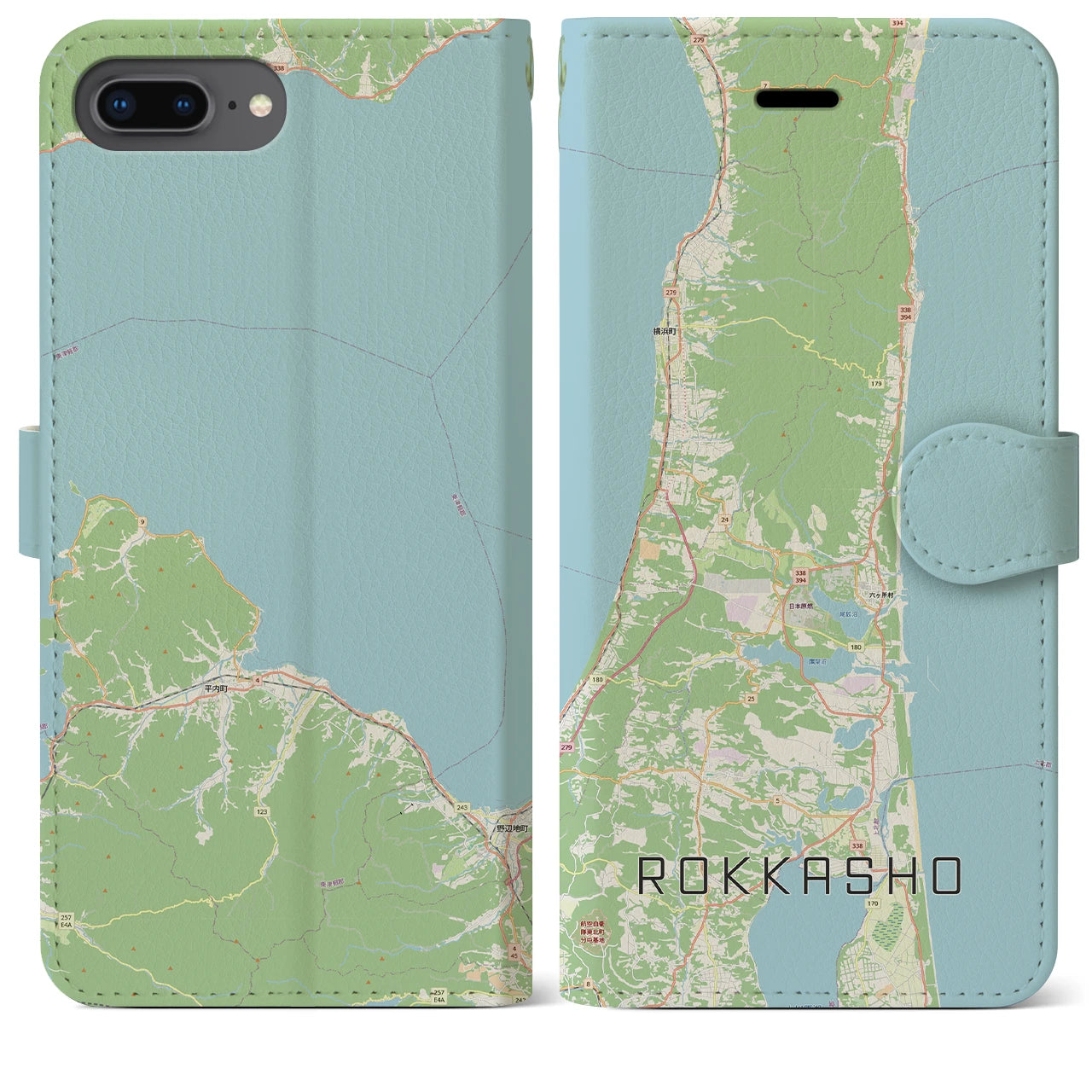 【六ヶ所(青森県)】地図柄iPhoneケース(手帳タイプ)