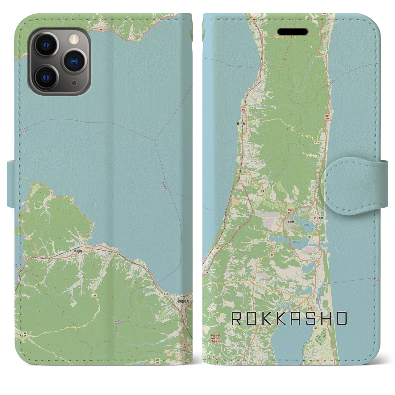 【六ヶ所(青森県)】地図柄iPhoneケース(手帳タイプ)