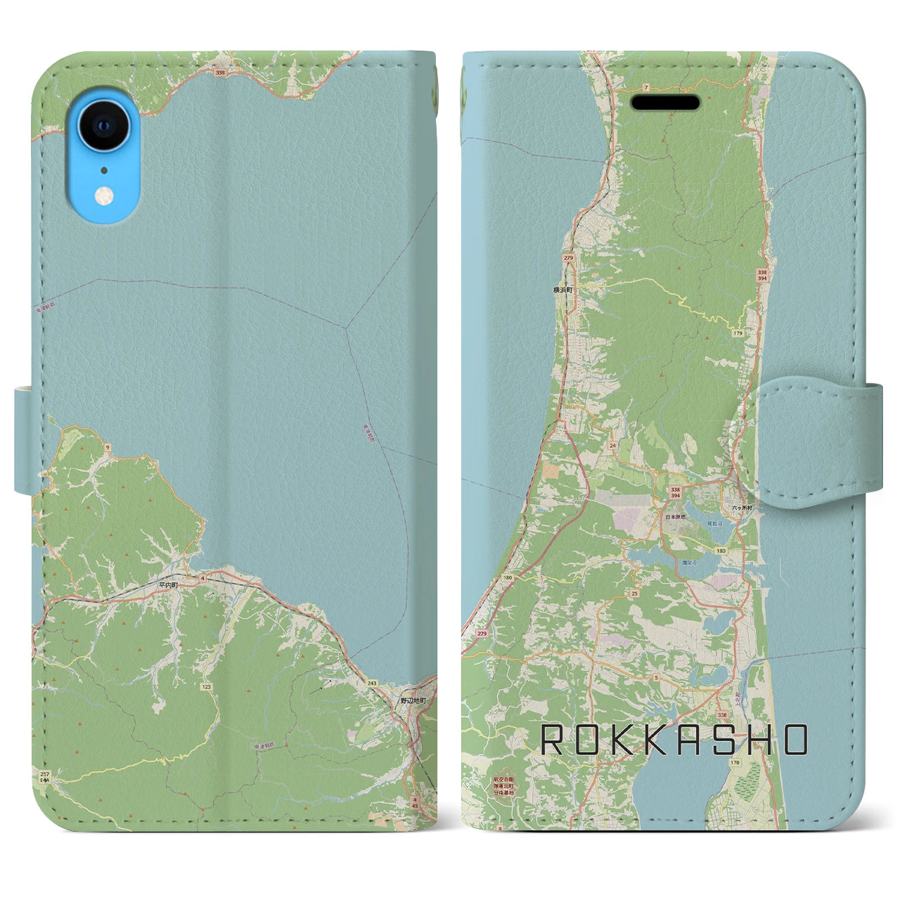 【六ヶ所(青森県)】地図柄iPhoneケース(手帳タイプ)