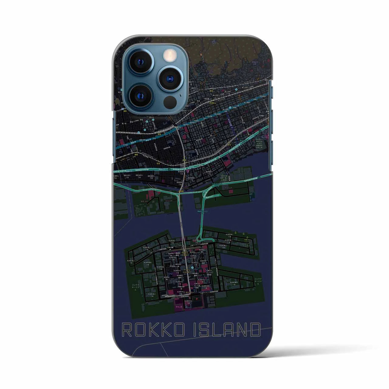 【六甲アイランド(兵庫県)】地図柄iPhoneケース(バックカバータイプ)