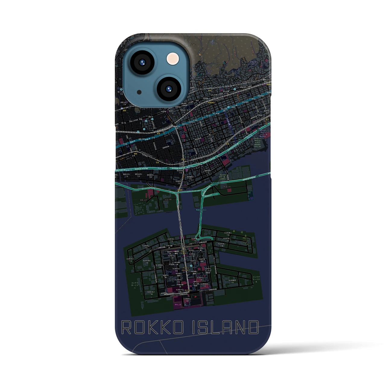 【六甲アイランド(兵庫県)】地図柄iPhoneケース(バックカバータイプ)