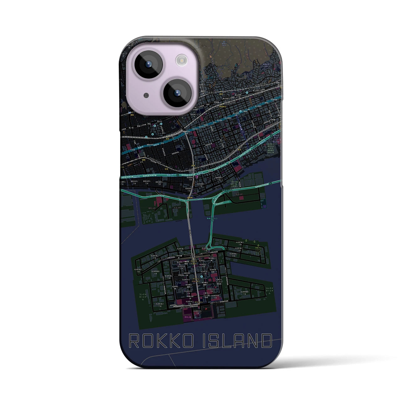 【六甲アイランド(兵庫県)】地図柄iPhoneケース(バックカバータイプ)