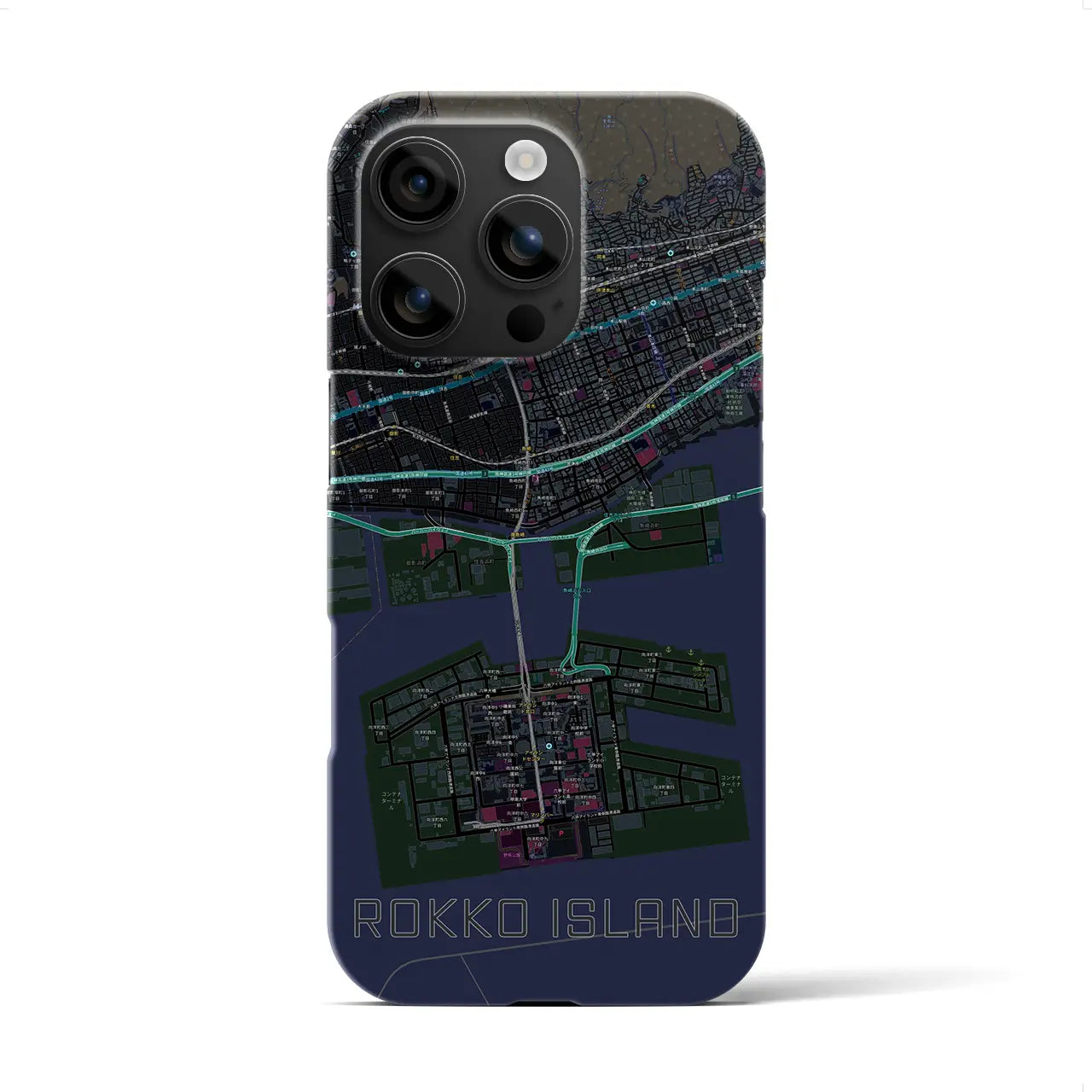 【六甲アイランド(兵庫県)】地図柄iPhoneケース(バックカバータイプ)