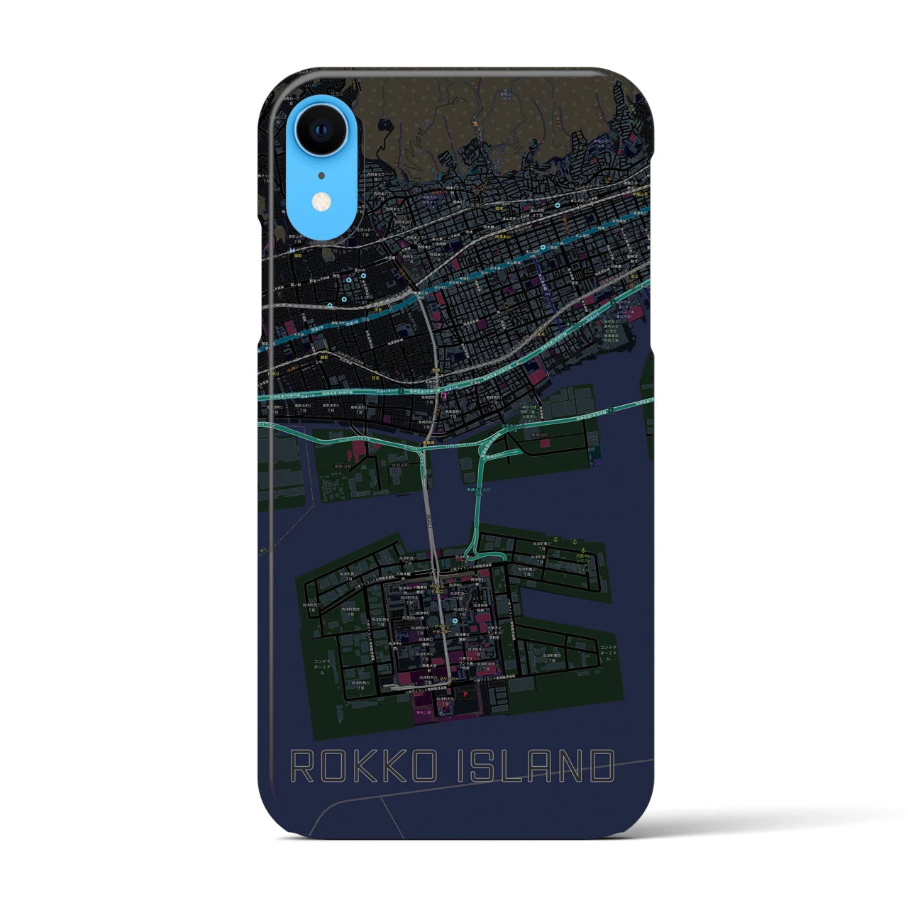 【六甲アイランド(兵庫県)】地図柄iPhoneケース(バックカバータイプ)