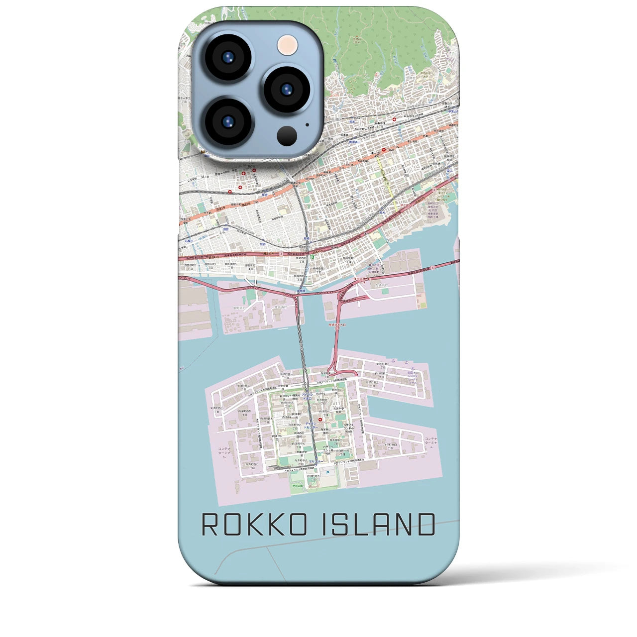【六甲アイランド(兵庫県)】地図柄iPhoneケース(バックカバータイプ)