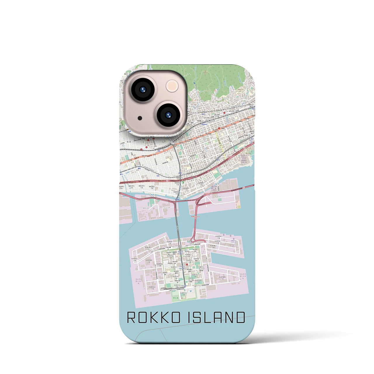 【六甲アイランド(兵庫県)】地図柄iPhoneケース(バックカバータイプ)