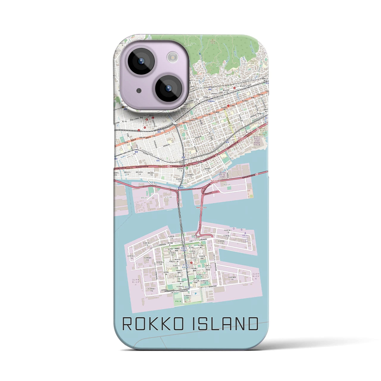 【六甲アイランド(兵庫県)】地図柄iPhoneケース(バックカバータイプ)