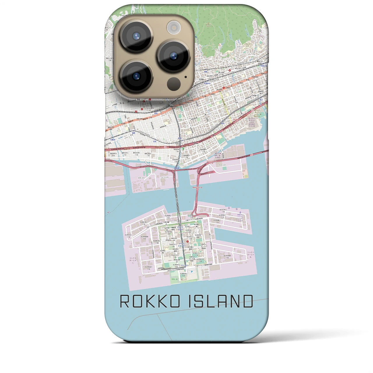 【六甲アイランド(兵庫県)】地図柄iPhoneケース(バックカバータイプ)