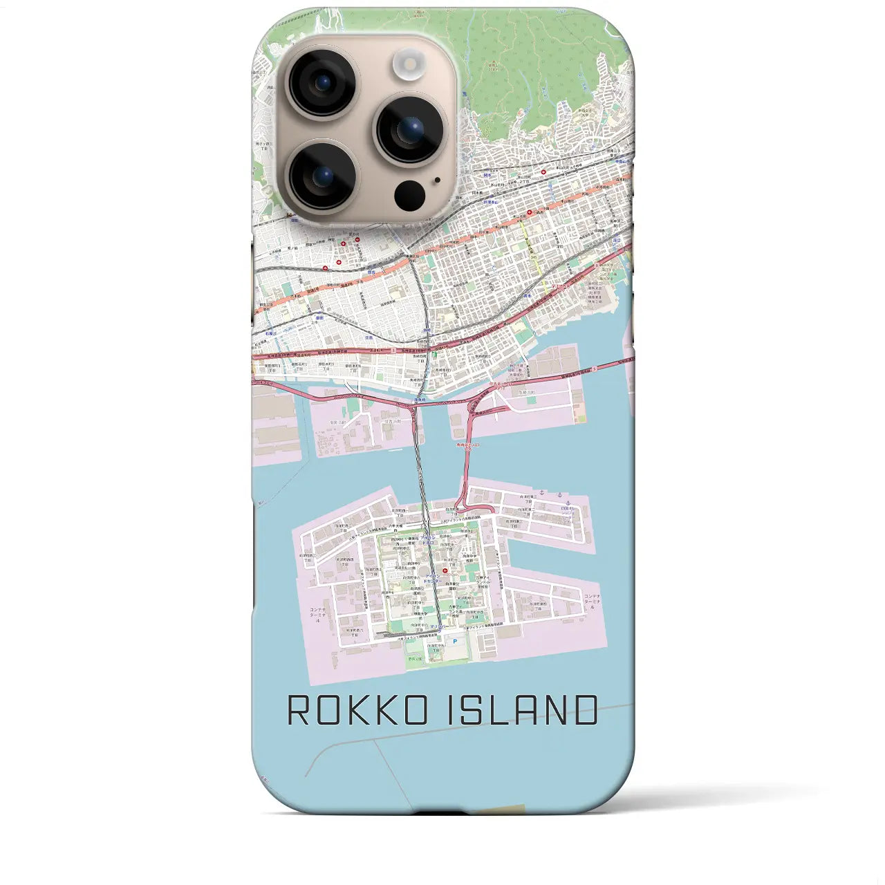【六甲アイランド(兵庫県)】地図柄iPhoneケース(バックカバータイプ)