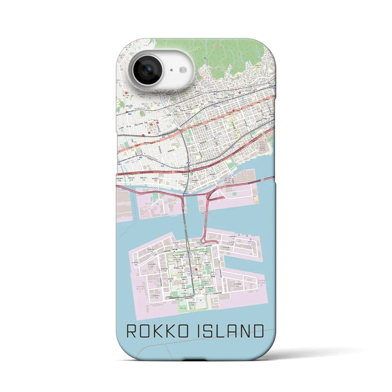 【六甲アイランド(兵庫県)】地図柄iPhoneケース(バックカバータイプ)