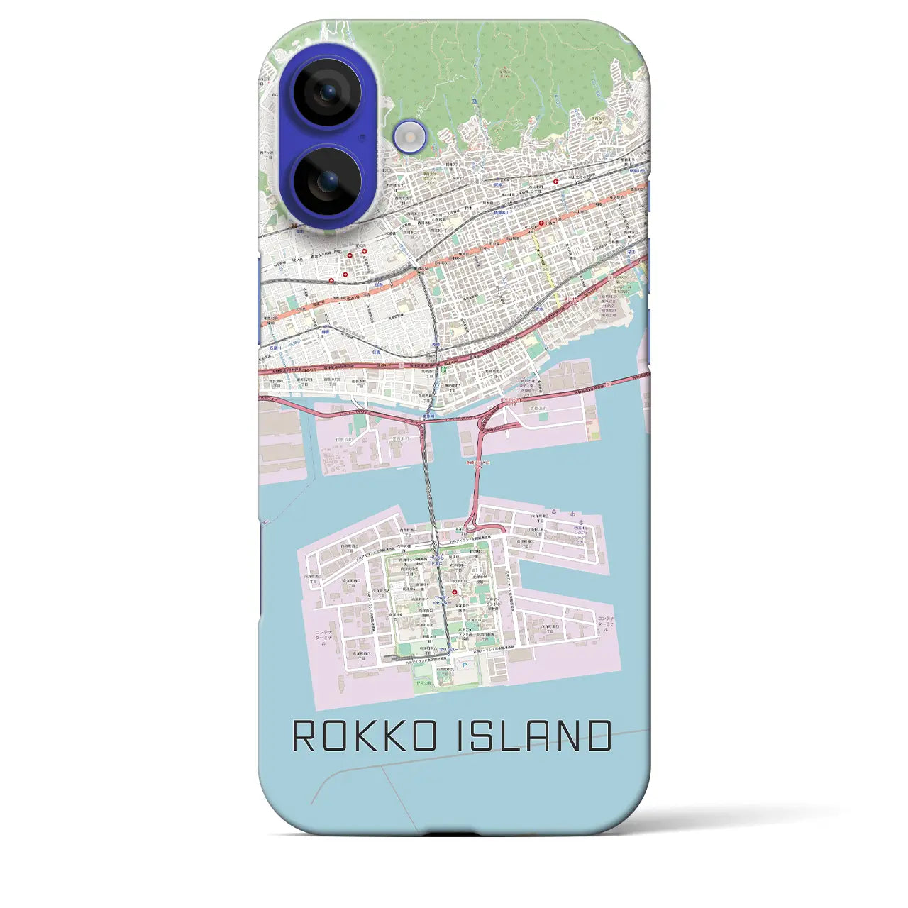 【六甲アイランド(兵庫県)】地図柄iPhoneケース(バックカバータイプ)ナチュラル・iPhone 16 Pro Max 用