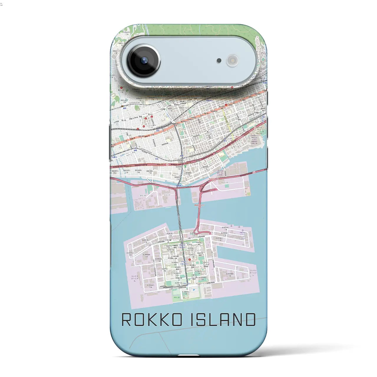 【六甲アイランド(兵庫県)】地図柄iPhoneケース(バックカバータイプ)