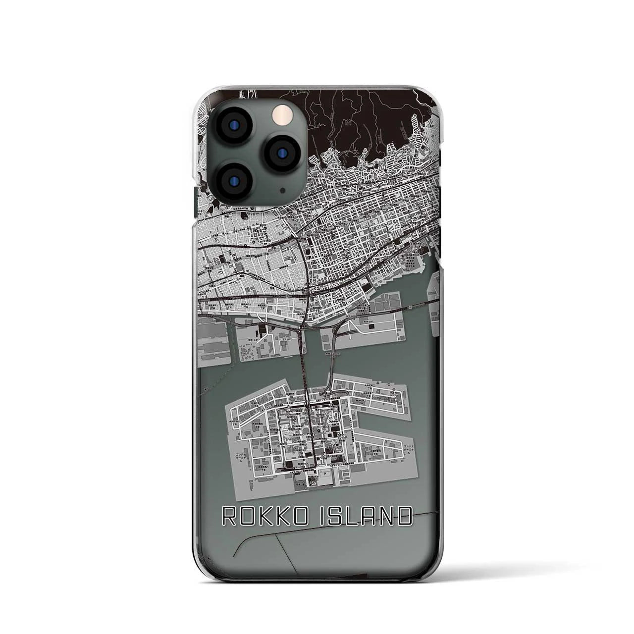 【六甲アイランド(兵庫県)】地図柄iPhoneケース(クリアタイプ)
