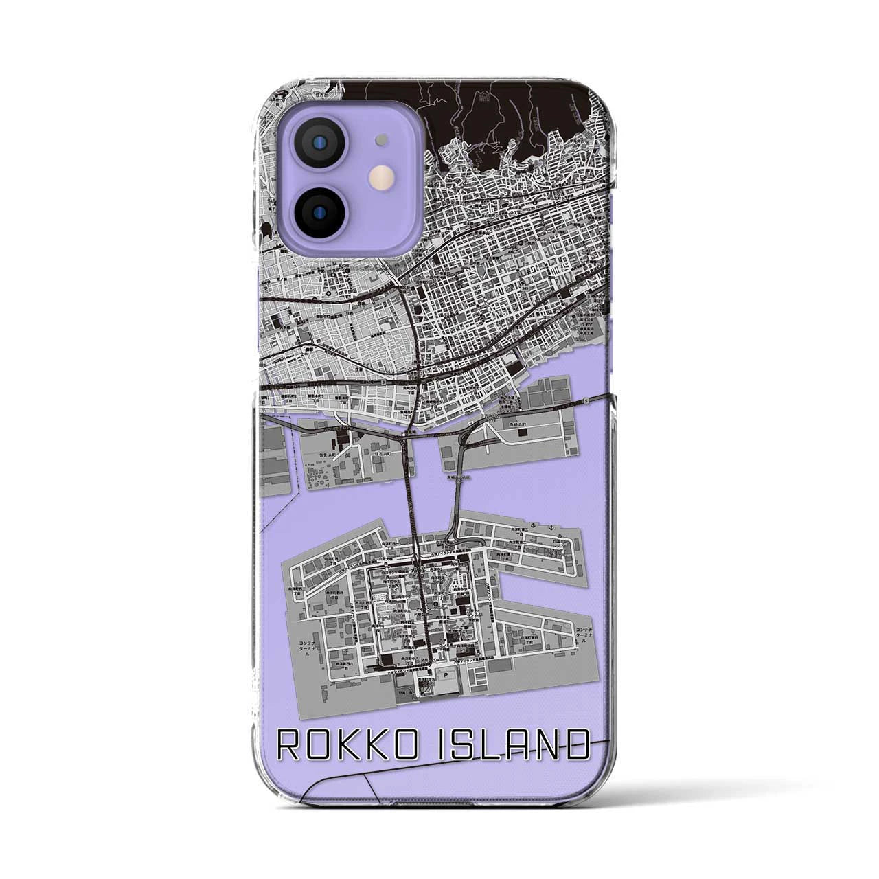 【六甲アイランド(兵庫県)】地図柄iPhoneケース(クリアタイプ)