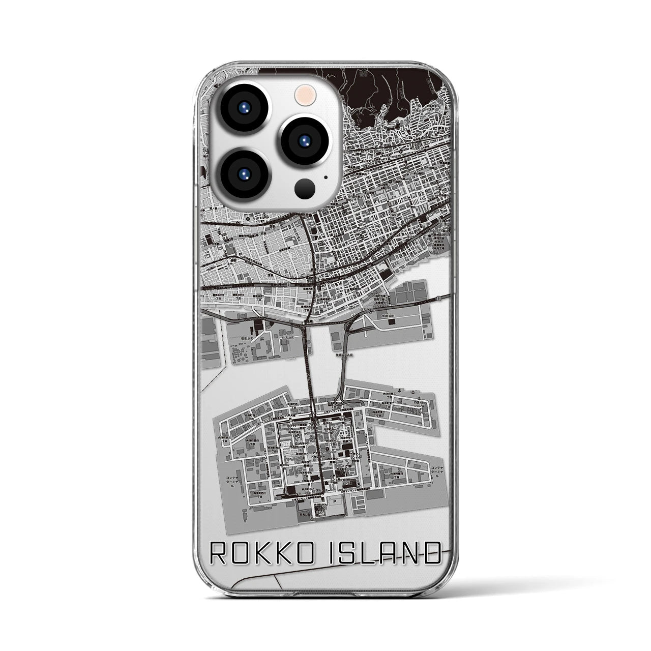 【六甲アイランド(兵庫県)】地図柄iPhoneケース(クリアタイプ)