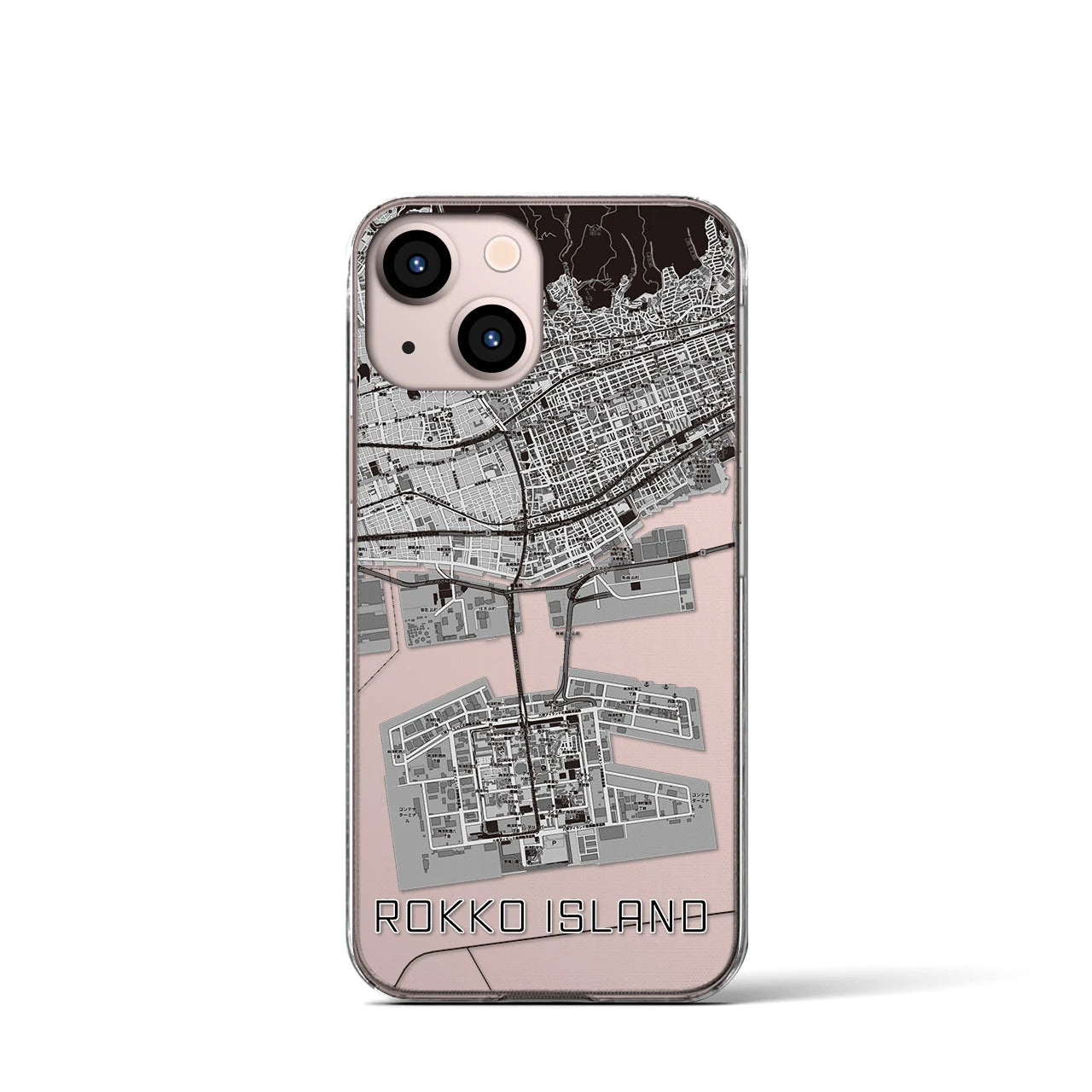 【六甲アイランド(兵庫県)】地図柄iPhoneケース(クリアタイプ)