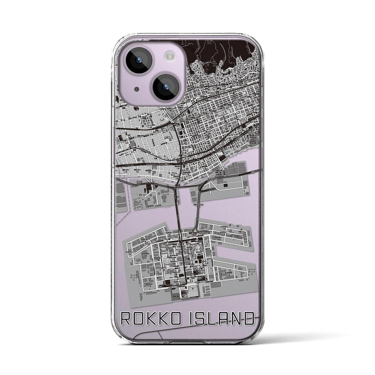 【六甲アイランド(兵庫県)】地図柄iPhoneケース(クリアタイプ)