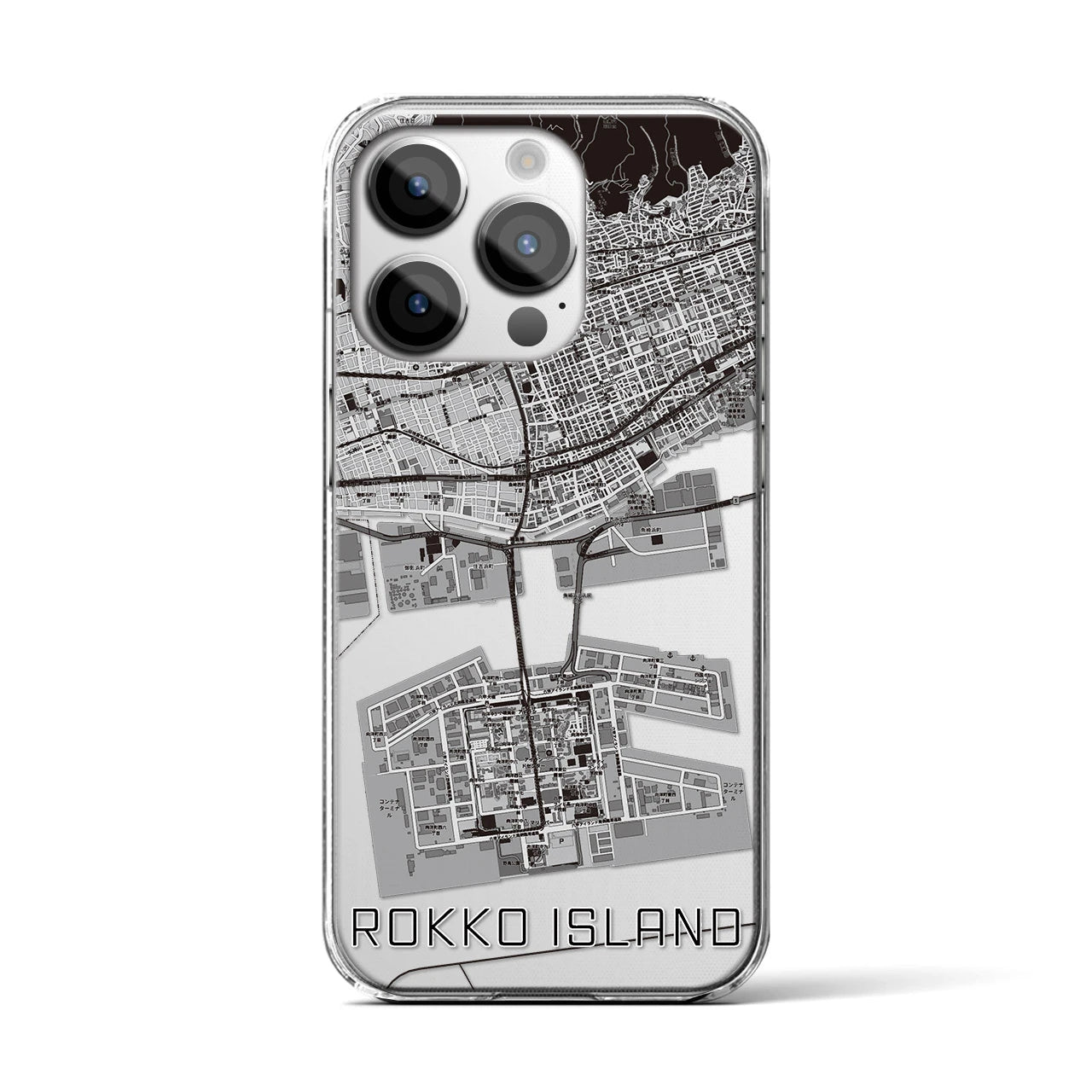 【六甲アイランド(兵庫県)】地図柄iPhoneケース(クリアタイプ)