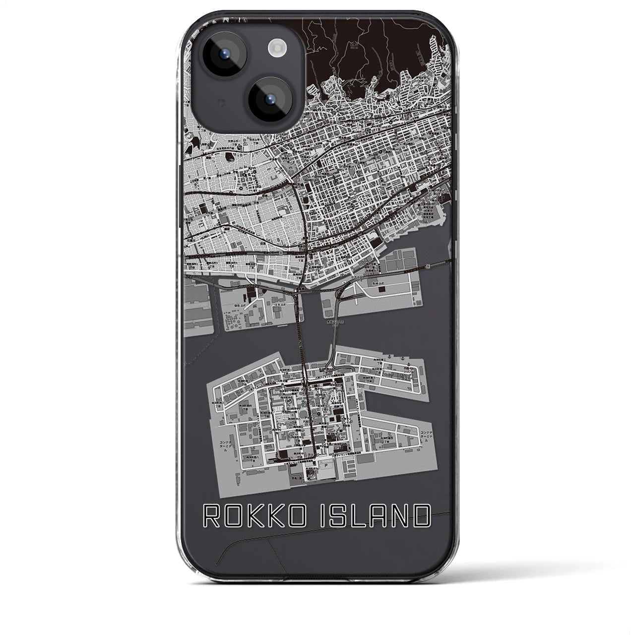 【六甲アイランド(兵庫県)】地図柄iPhoneケース(クリアタイプ)