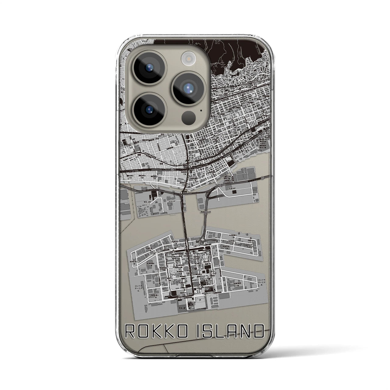【六甲アイランド(兵庫県)】地図柄iPhoneケース(クリアタイプ)