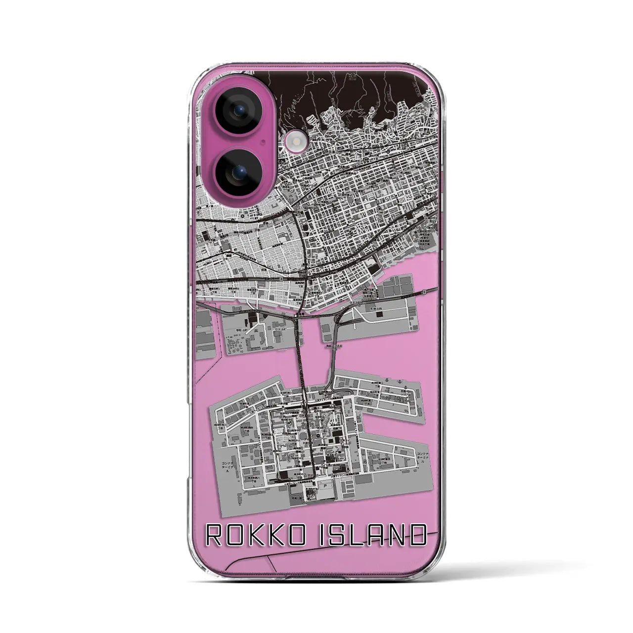 【六甲アイランド(兵庫県)】地図柄iPhoneケース(クリアタイプ)